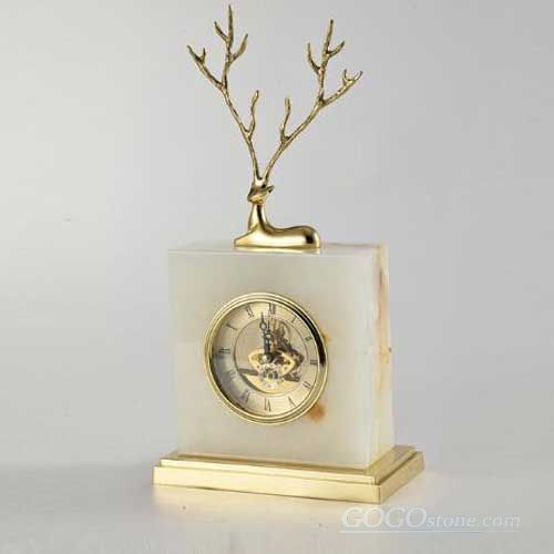 White onyx marble clock alarm clock