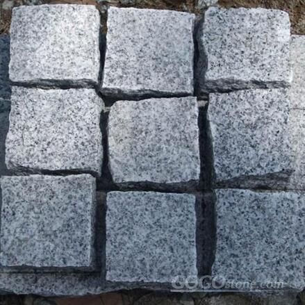Grey granite G603 cobblestone pavers path