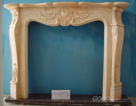 beige marble fireplace mantel