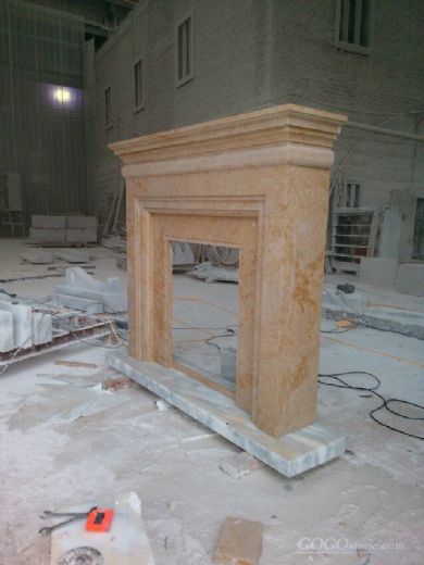 yellow marble fireplace surround