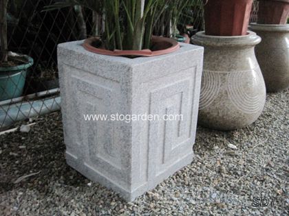 white granite flowerpot stone