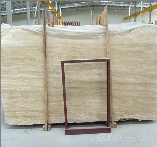 beige travertine slab