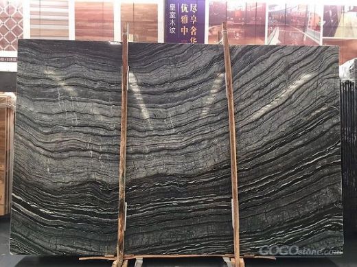silver wave black antique wooden vein wood grain marble slabs & Tiles