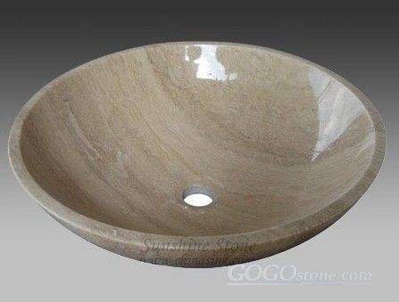 Travertine vessel sink