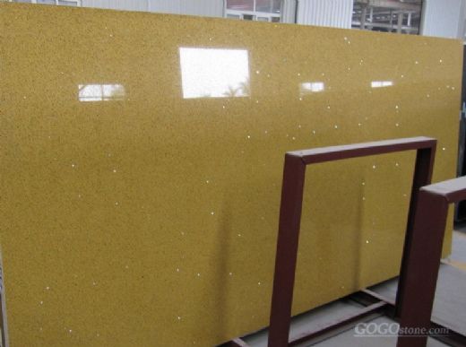 Beige quartz slab and counter