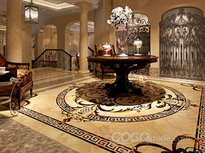 Water-jet Pattern, medallion, flooring tiles, hotel, hall, interior decoration